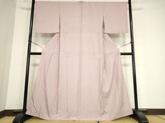 平和屋着物▽江戸小紋　単衣　万筋　浅蘇芳色×白色　正絹　逸品　DAAV5992az