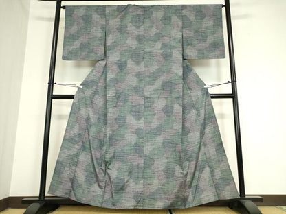 平和屋着物▽上質な紬 単衣 霞文 正絹 逸品 DAAV5998az