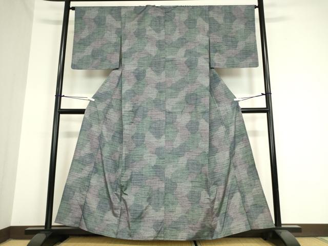 平和屋着物▽上質な紬 単衣 霞文 正絹 逸品 DAAV5998az