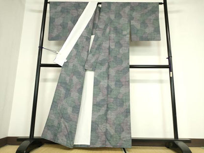 平和屋着物▽上質な紬 単衣 霞文 正絹 逸品 DAAV5998az