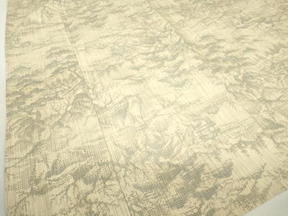 平和屋着物▽上質な紬　単衣　風景松文　正絹　逸品　DAAV5999az