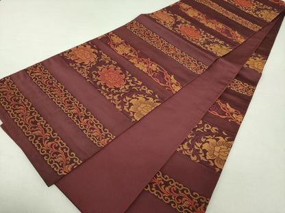 平和屋着物●六通柄袋帯　作家物　更紗花文　正絹　逸品　DAAV6001ps