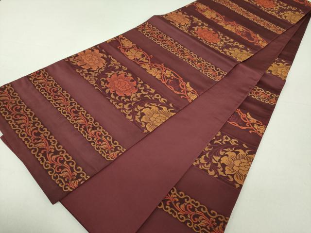平和屋着物●六通柄袋帯　作家物　更紗花文　正絹　逸品　DAAV6001ps