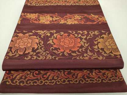 平和屋着物●六通柄袋帯　作家物　更紗花文　正絹　逸品　DAAV6001ps