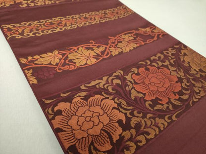 平和屋着物●六通柄袋帯　作家物　更紗花文　正絹　逸品　DAAV6001ps