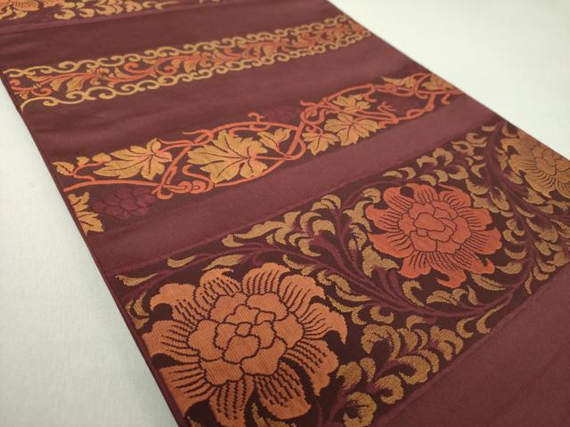 平和屋着物●六通柄袋帯　作家物　更紗花文　正絹　逸品　DAAV6001ps