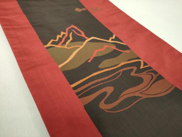 平和屋着物●名門木屋太 今河織物 六通柄袋帯 遠山風景 正絹 逸品 DAAV6007ps