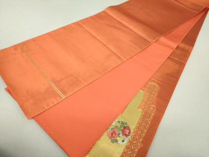 平和屋着物●西陣 川島織物 太鼓柄袋帯 駒刺繍 霞花丸文 金彩 正絹 逸品 DAAV6008ps