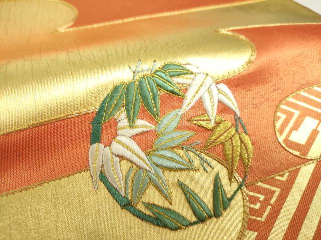 平和屋着物●西陣 川島織物 太鼓柄袋帯 駒刺繍 霞花丸文 金彩 正絹 逸品 DAAV6008ps