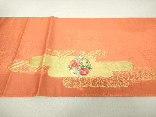 平和屋着物●西陣 川島織物 太鼓柄袋帯 駒刺繍 霞花丸文 金彩 正絹 逸品 DAAV6008ps