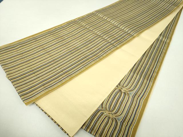 平和屋着物●ひなや工房　くむ・あむ・おる　伊豆蔵明彦　唐組　太鼓柄袋帯　変わり間道　金糸　正絹　逸品　DAAV6013ps