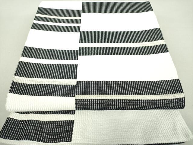 平和屋着物●六通柄袋帯　変わり市松　銀糸　正絹　逸品　DAAV6019ps