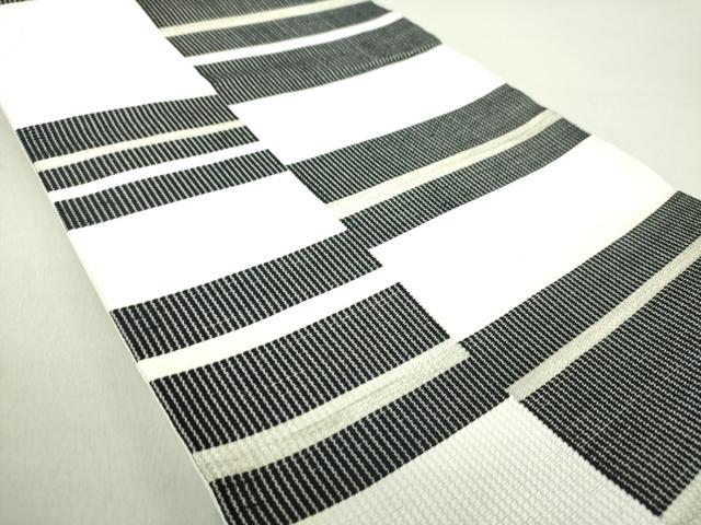 平和屋着物●六通柄袋帯　変わり市松　銀糸　正絹　逸品　DAAV6019ps