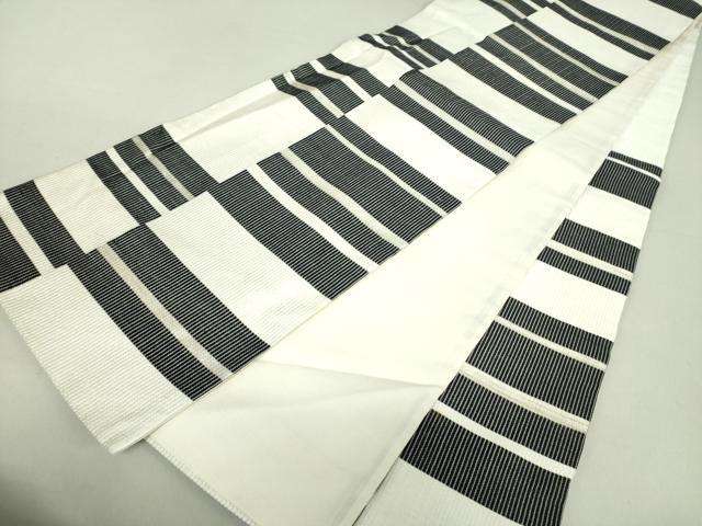 平和屋着物●六通柄袋帯　変わり市松　銀糸　正絹　逸品　DAAV6019ps