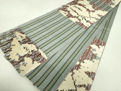 平和屋着物●六通柄袋帯　霞文　金糸　正絹　逸品　未使用　DAAV6033ps