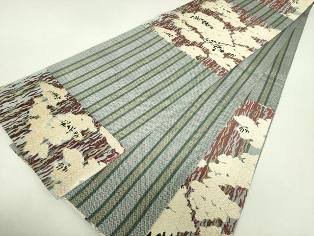 平和屋着物●六通柄袋帯　霞文　金糸　正絹　逸品　未使用　DAAV6033ps