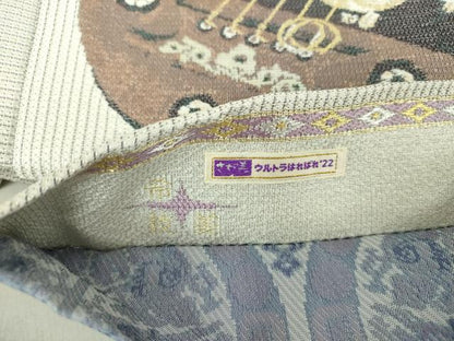 平和屋着物●つけ帯　寳彩螺鈿　工寳織　楽器狩猟花文　金糸　さが美扱い　証紙付き　正絹　逸品　未使用　DAAV6087ps