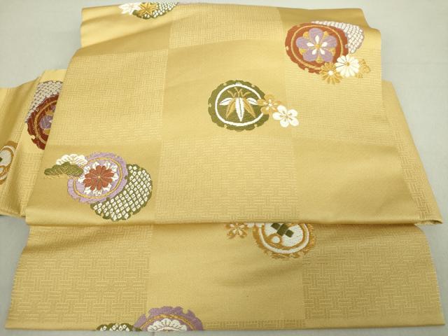 平和屋着物●ワンタッチつけ帯　唐織　雪輪吉祥花文　金糸　正絹　逸品　未使用　DAAV6095ps