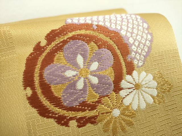 平和屋着物●ワンタッチつけ帯　唐織　雪輪吉祥花文　金糸　正絹　逸品　未使用　DAAV6095ps
