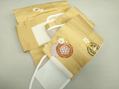 平和屋着物●ワンタッチつけ帯　唐織　雪輪吉祥花文　金糸　正絹　逸品　未使用　DAAV6095ps