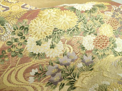 平和屋着物●つけ帯　唐織　遠山花文　金糸　やまと誂製　正絹　逸品　未使用　DAAV6107ps