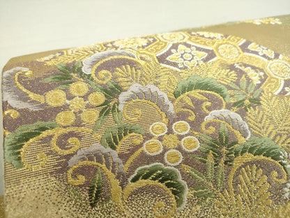平和屋着物●つけ帯　唐織　遠山花文　金糸　やまと誂製　正絹　逸品　未使用　DAAV6107ps
