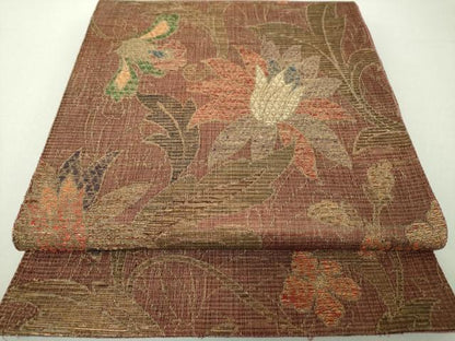 平和屋着物●六通柄袋帯 宝彩装 更紗花文 金糸 正絹 逸品 DAAV6117ps