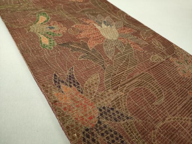 平和屋着物●六通柄袋帯 宝彩装 更紗花文 金糸 正絹 逸品 DAAV6117ps