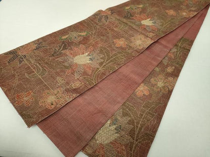 平和屋着物●六通柄袋帯 宝彩装 更紗花文 金糸 正絹 逸品 DAAV6117ps