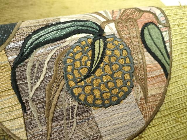 平和屋着物●両面 太鼓柄袋帯 紬地 刺繍 切嵌 成り物 やまと誂製 正絹 逸品 DAAV6139ps