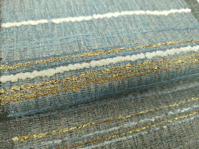 平和屋着物▽六通柄袋帯 スリーシーズン帯 春 夏 秋 藍染 咲紗 モール 変わり市松 金銀糸 正絹 逸品 DAAV6143ps