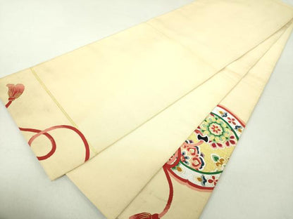 平和屋着物●爪掻き本綴れ　太鼓柄袋帯　鏡裏花文　金銀糸　正絹　逸品　DAAV6147ps