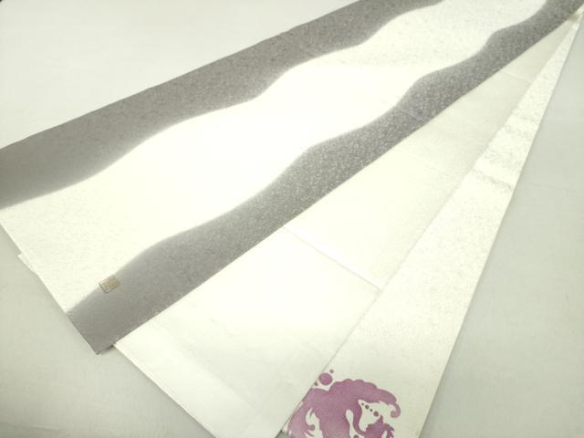 平和屋着物●本貝紫染作家　西山和恆　太鼓柄袋帯　鳳凰　銀通し地　正絹　逸品　DAAV6149ps