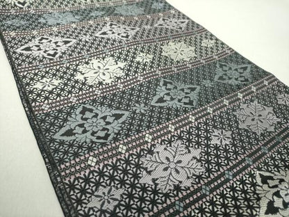 平和屋着物●本場筑前博多織 八寸名古屋帯 花菱間道 やまと誂製 正絹 逸品 DAAV6162ps