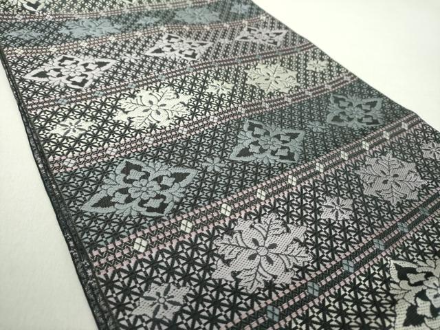 平和屋着物●本場筑前博多織 八寸名古屋帯 花菱間道 やまと誂製 正絹 逸品 DAAV6162ps