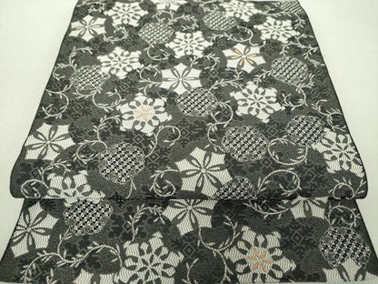 平和屋着物●本場筑前博多織 八寸名古屋帯 花唐草文 正絹 逸品 DAAV6175ps