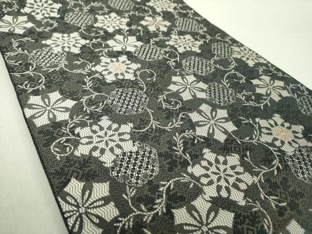 平和屋着物●本場筑前博多織 八寸名古屋帯 花唐草文 正絹 逸品 DAAV6175ps