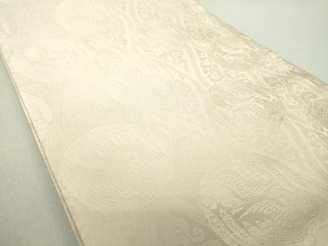 平和屋着物●富麻つづれ　九寸開き名古屋帯　立涌向かい鳥花文　灰梅色　正絹　逸品　未使用　DAAV6178ps