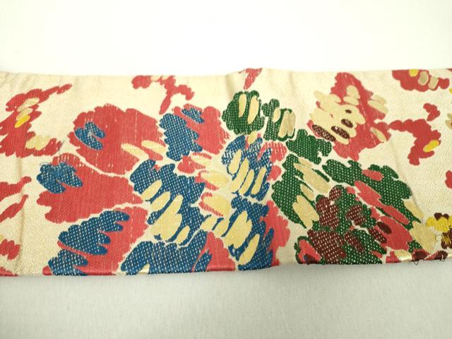 平和屋着物●アンティーク　大正ロマン　九寸名古屋帯　唐織　花鳥文　金糸　正絹　逸品　DAAV6179ps