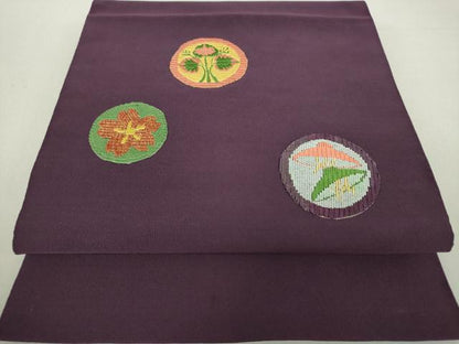 平和屋着物●爪掻き本綴れ 八寸名古屋帯 絽刺し 花丸文 金糸 正絹 逸品 DAAV6194ps