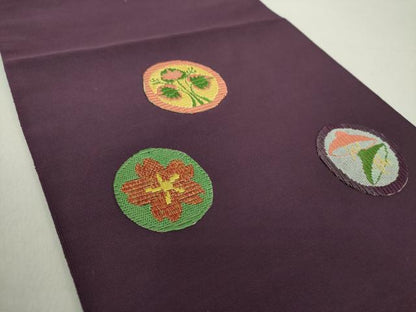 平和屋着物●爪掻き本綴れ 八寸名古屋帯 絽刺し 花丸文 金糸 正絹 逸品 DAAV6194ps
