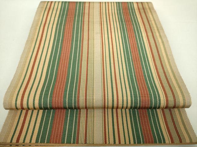 平和屋着物●本場筑前博多織 八寸名古屋帯 間道 正絹 逸品 未使用 DAAV6206ps