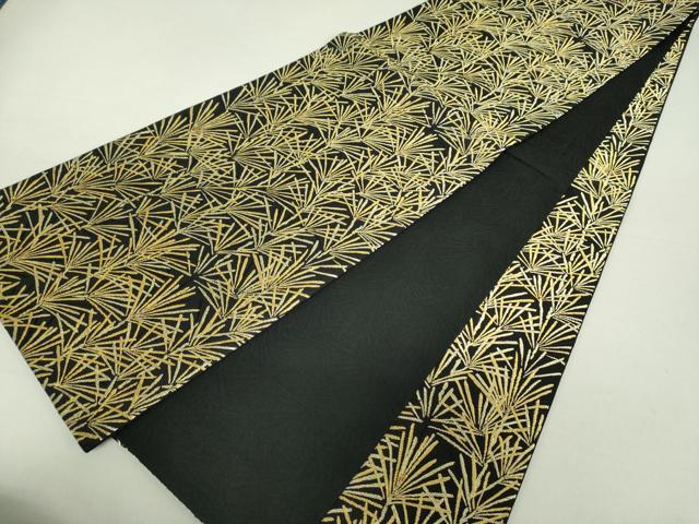 平和屋着物●全通柄袋帯　高野槙　美意延年　最慶　黒地　金糸　正絹　逸品　DAAV6234ps