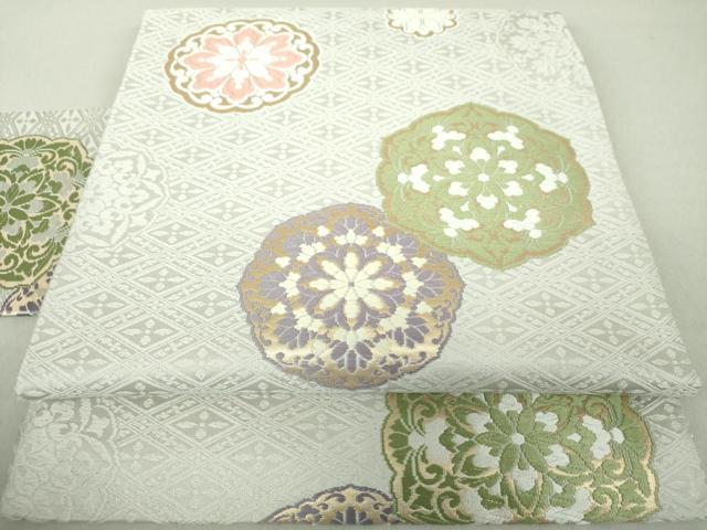平和屋着物●西陣 竹本正典謹製 九寸名古屋帯 唐織 花丸文 金糸 証紙付き 正絹 逸品 DAAV6271ps