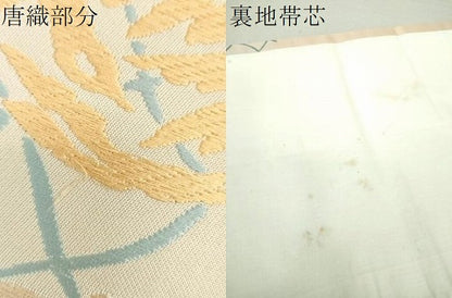 平和屋着物●俵屋　人間国宝　喜多川平朗  有職織物　九寸開き名古屋帯　唐織　向かい鳥丸文　宝尽くし　正絹　逸品　DAAV6272ps