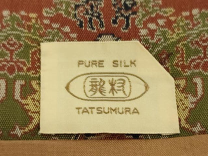 平和屋着物●龍村美術織物　九寸開き名古屋帯　円文白虎朱雀錦　正絹　逸品　DAAV6290ps