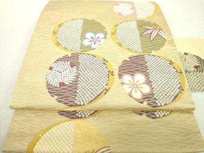 平和屋着物●九寸名古屋帯 唐織 雪輪花文 正絹 逸品 DAAV6297ps