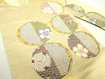 平和屋着物●九寸名古屋帯 唐織 雪輪花文 正絹 逸品 DAAV6297ps