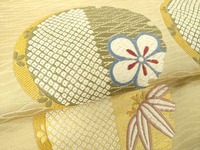 平和屋着物●九寸名古屋帯 唐織 雪輪花文 正絹 逸品 DAAV6297ps