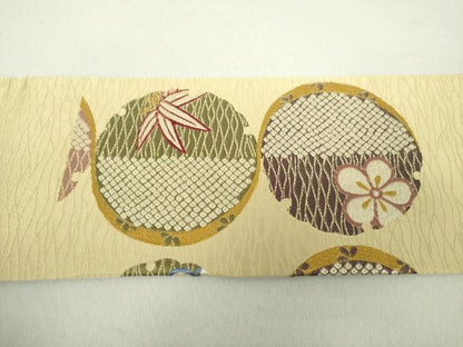 平和屋着物●九寸名古屋帯 唐織 雪輪花文 正絹 逸品 DAAV6297ps